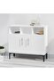 Medium Height Cabinet with 2 Door Storage and 3 Open Shelf-White - 3