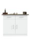 Medium Height Cabinet with 2 Drawers and 2 Door Storage-Dark Grey Chicago Concrete and White