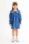 Navy Blue Collar Floral Embroidery Long Sleeve Girls' Jean Dress 20116