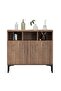 Medium Height Cabinet with 2 Door Storage and 3 Open Shelf-Truffle Davos Oak