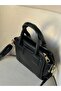 Women's Black Faux Leather Timeless Trend Model Cross Strap Hand and Shoulder Bag - 5