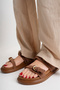 Women's Tan Matte Double Banded Comfortable Orthopedic Sole Slippers - 3