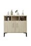 Medium Height Cabinet with 2 Door Storage and 3 Open Shelf-Grey Bardolino Oak