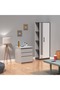 Modern Wardrobe With Side Mirror And Side Shelf, Cabinet With Hangers - Anthracite Sherman Oak - 4