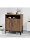 Medium Height Cabinet with 2 Door Storage and Single Open Shelf-Truffle Davos Oak - 3