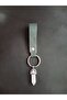 Natural Quartz Stone Khaki Green Khaki Leather Keychain - 3