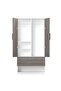 Wooden Wardrobe With 2 Door Open Rack, Rod And Compartments-Grey Brown White River Oak/Premium White