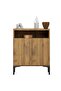 Medium Height Cabinet with 2 Door Storage and Single Open Shelf-Cognac Brown Sherman Oak