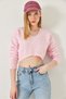 Women's Powder Pink Crop Knitwear Sweater 20246925 - 3