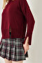 Women's Burgundy Turtleneck Sweater with Front Slit 20246859 - 6