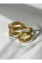 Women's Steel Gold Color Plated Adjustable Handmade Wire Wrap Cuff Bracelet - 3