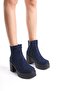 Hancez Navy Blue Suede Thick Platform Heeled Women's Boots - 3