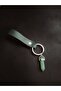 Natural Aventurine Stone Khaki Green Khaki Leather Keychain - 2