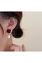 Burgundy Velvet Floral Pearl Earrings - 5