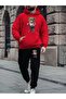 Men's Boxer Teddy Bear Printed Tracksuit Set - Hooded Bottom Top Set