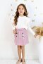 Girl's Pink Corded Ruffle Detailed Skirt Double Suit Eid