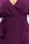 Apsen Women's 4495/130 Double-Breasted Collar Belted Flounce Detailed Plus Size Purple Chiffon Dress - 8
