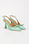 Women's Mint Green Patent Leather Bow Detailed Heeled Stiletto - 4