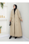 Modest Double Breasted Collar Waterproof Belted Full Length Trench Coat Rc1403013 - 3