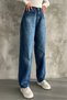 Buckle Detail Loose Fit Wide Leg Relaxed Baggy Jeans Pants - 7