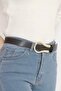 Gold Color Amorphous Metal Buckle Faux Leather Belt - 5