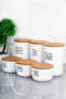 Set of 6 Acrylic (Plastic) Jars with Wooden Lids 900Ml/400Ml with Transfer Labels - 4