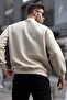 Beige Crew Neck Oversize Basic Men's Sweatshirt 6048 - 3