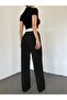 Reverse Belted Velcro Waist Loose Trousers -Black - 3