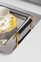 Gold 2-Piece Stainless Steel Silver Presenter Tea Coffee Tray Gold Black Detailed Serving Tray - 4
