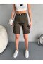 Women's Cargo Pocket High Waist Lycra Bermuda Shorts - 3
