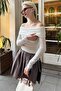 White Gathered Boat Neck Women's Bodysuit Mg2250 - 3
