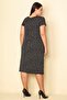 Women's Large Size Black Point Patterned Lace Detailed Woven Viscose Fabric Dress 65n28850 - 6