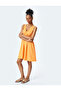 Textured A-Line Sleeveless V Neck Gipe Detail Mini Dress