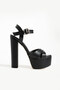 7-9600 16cm Platform Black Leather Shoes - 5
