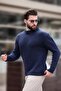 Navy Blue Crew Neck Overfit Men's Knitwear Sweater E7402 - 4