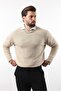 Beige Crew Neck Overfit Men's Knitwear Sweater E7402 - 2