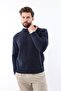 Navy Blue Crew Neck Overfit Men's Knitwear Sweater E7402 - 6
