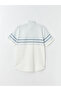 White Regular Fit Short Sleeve Striped Men's Shirt - 7