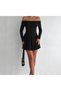Women's Madonna Collar Pleated Detail Mini Dress (Part-Homecoming) - 2