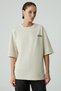 Jesleen women's oversized round neck relaxed beige t-shirt - 3