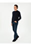 Lacivert Slim Fit Yün Karışımlı Polo Yaka Basic Triko Kazak 50293274-VR033 - 4