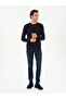 Navy Blue Slim Fit Cashmere Silk Blend Crew Neck Knitwear Sweater 50293273-Vr033 - 4
