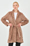 Dofi Women's Brown Plush Dressing Gown – Soft and Warm Holder with Waist Belt - 3