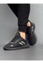 Unisex Lace-Up Knitwear Poly Sole Sports Shoes-Black-Smoked