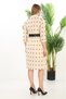 Double-Breasted Collar Belt Detailed Polka Dot Evening Dress Beige 7087 - 5