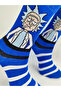 Rick Blue Patterned Unisex Special Series Happy Colorful Combed Cotton Socks - 6