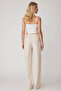 High Waist Wide Leg Side Zipper Trousers - 4