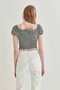 Gingham Front Gathered Mini Blouse - 4