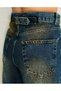 Musiala Dark Blue Baggy Buckle Detailed Loose Fitting Wide Leg Casual Baggy Jean Jeans Loose Women's Pants - 5