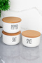 3-Piece Wooden Lid Vacuum Transfer Labeled Salt/Pepper/Seasoning Set 400ml Acrylic (Plastic) Jar - 5